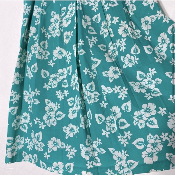 5/$25 Vintage Elle Elle Green White Floral Print Elastic Waist Midi Skirt M - Picture 4 of 16